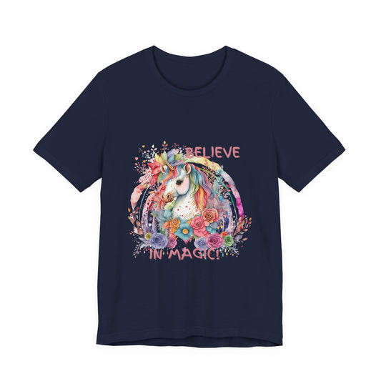 Believe in Magic Unicorn T-Shirt — Colorful Watercolor Fantasy Tee for Kids & Teens