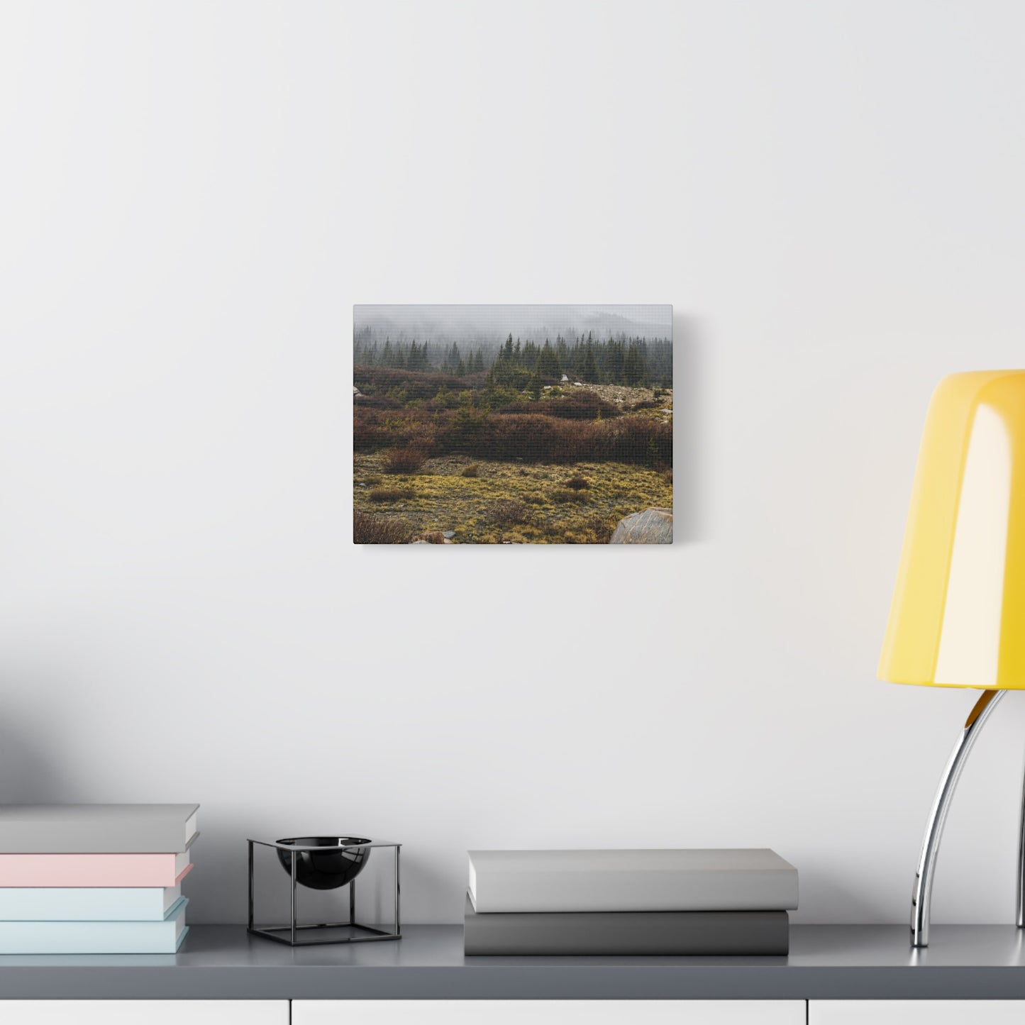 Misty Mountain Meadow Canvas Print — Stretched Matte Nature Wall Art