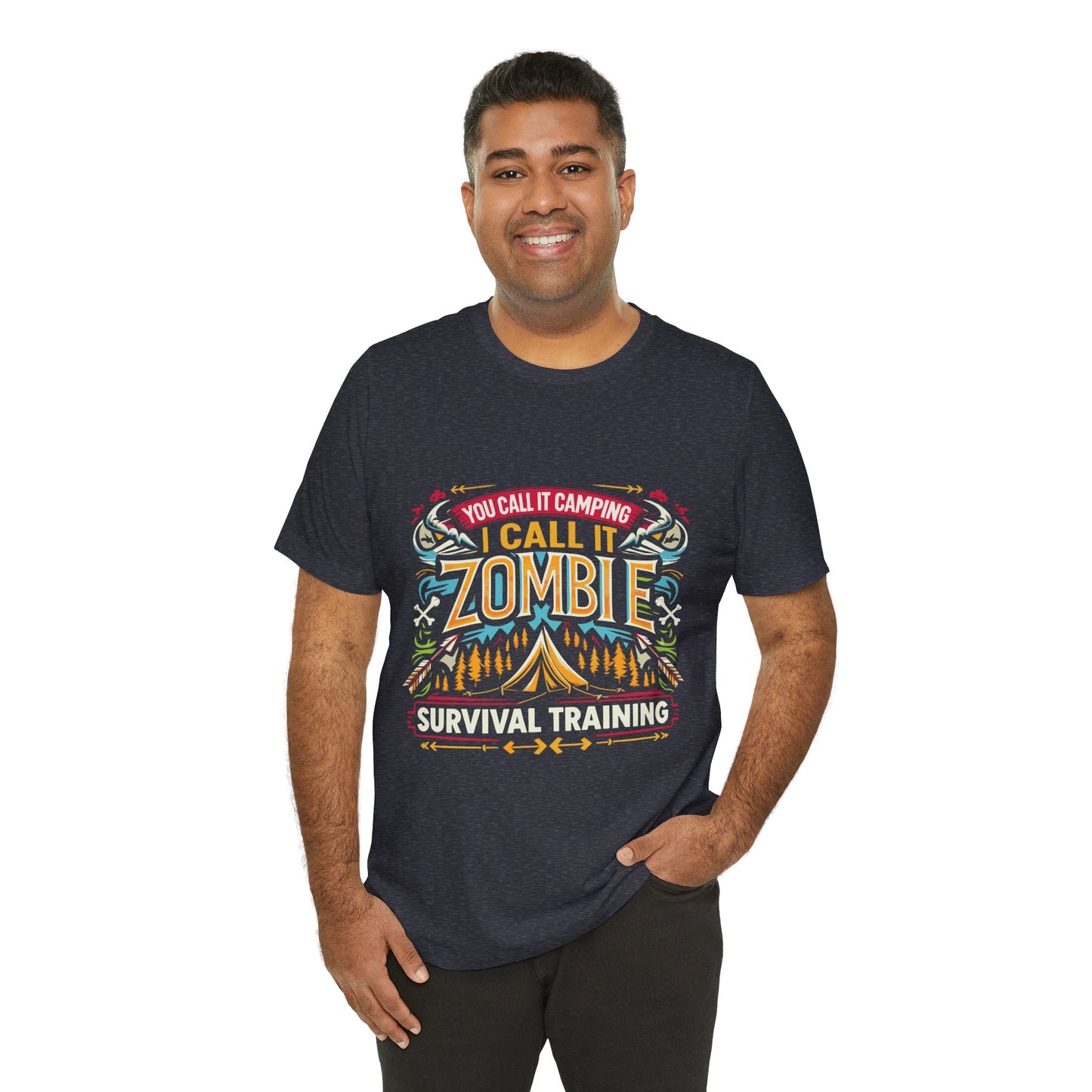 Camping Zombie Survival Training T-Shirt — Funny Outdoor Camping Tee
