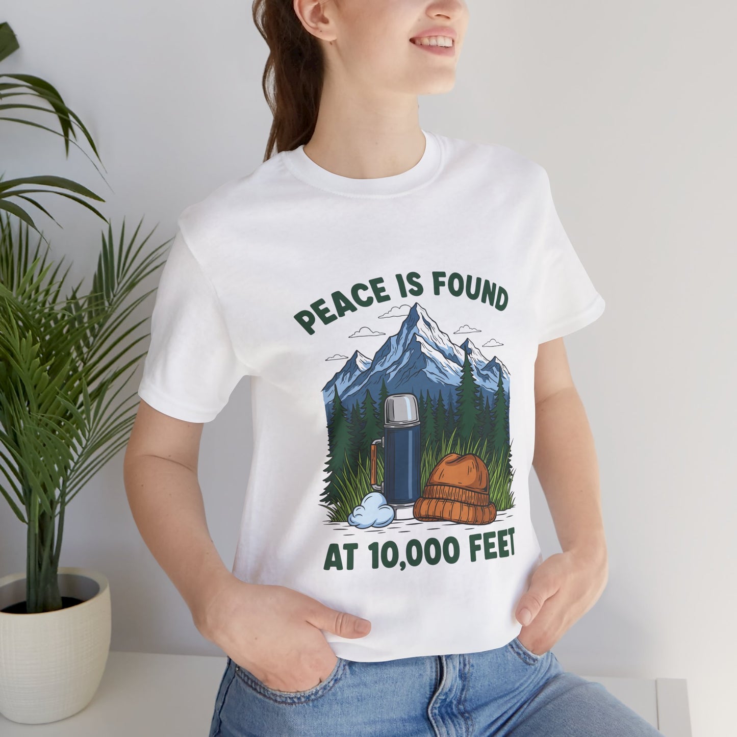 Peace Is Found at 10,000 Feet Mountain Camping T-Shirt