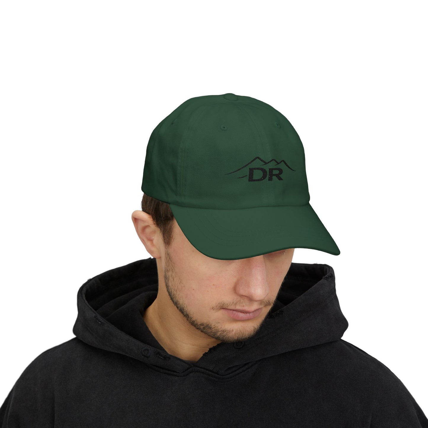Drift Range Dad Cap with Mountain 'DR' Embroidery — Casual Outdoor Baseball Hat