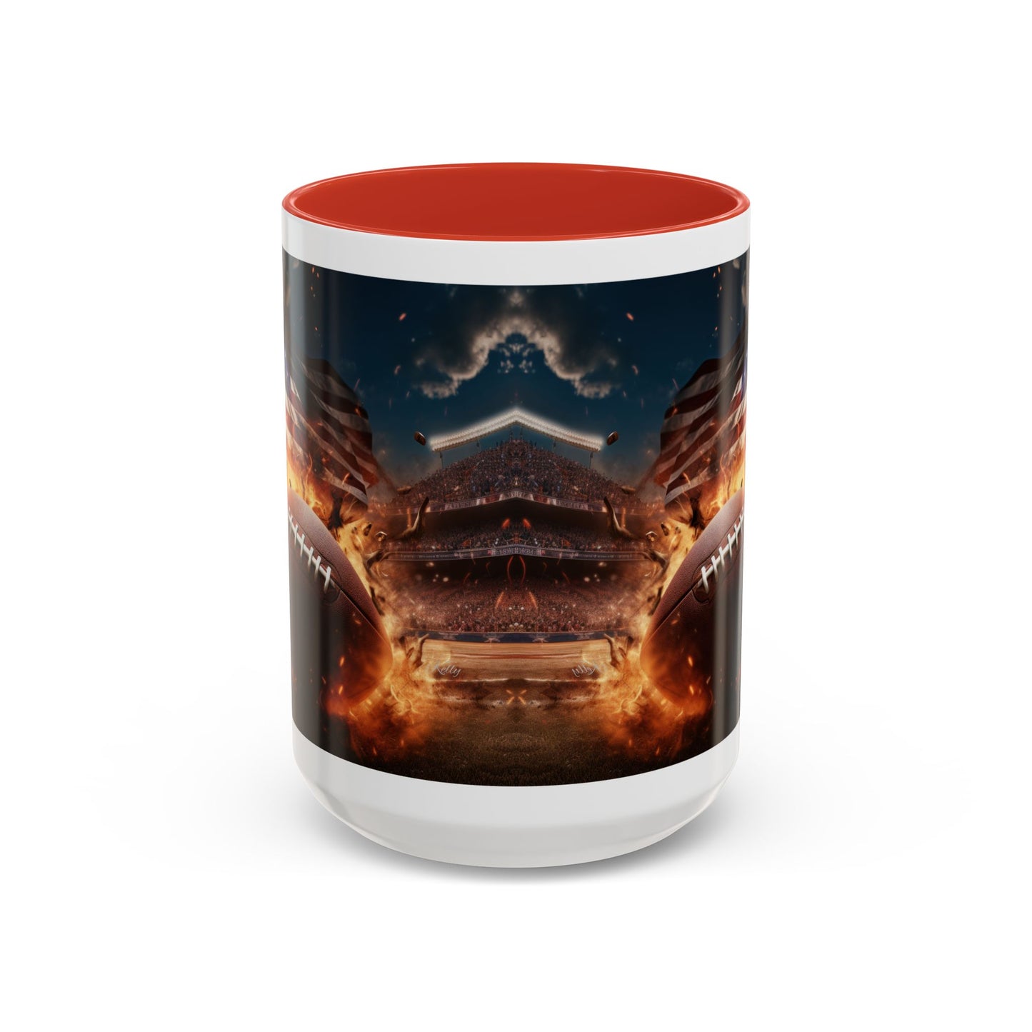American Football Coffee Mug – Patriotic Flag & Fiery Football Accent Mug (15oz)